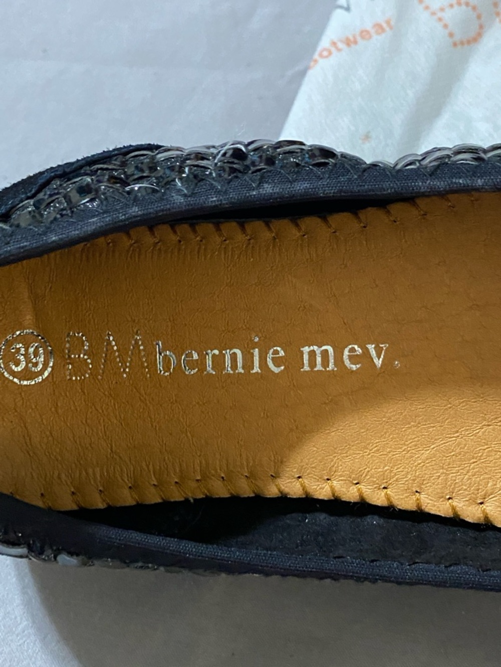 NEW bernie mev. WO 8(EU39) CATWALK Black SPARKLY Woven Patent Ballet Flats - Picture 4 of 11